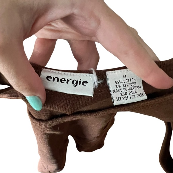 Vtg Y2K Brown Split-Strap Brown Tank M - Picture 3 of 5